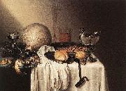 BOELEMA DE STOMME, Maerten Still-Life with a Bearded Man Crock and a Nautilus Shell oil painting on canvas